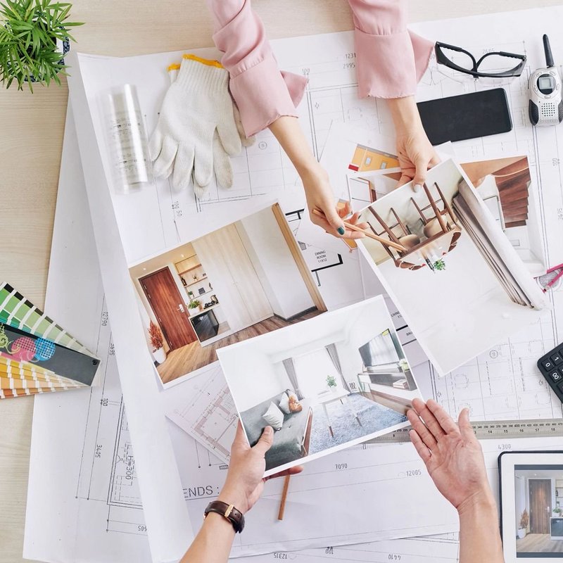 Designers working on renovation schematics